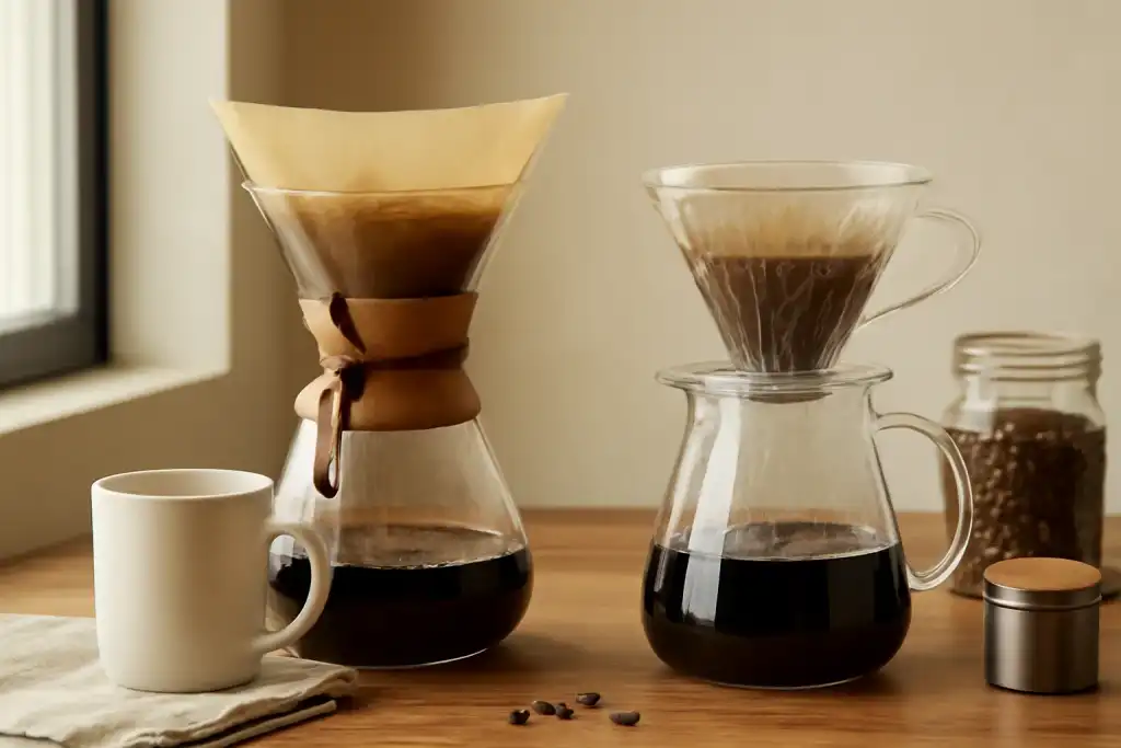 Editorial photograph related to Chemex vs V60