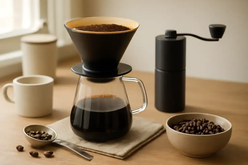 Editorial photograph related to weighing coffee without a scale